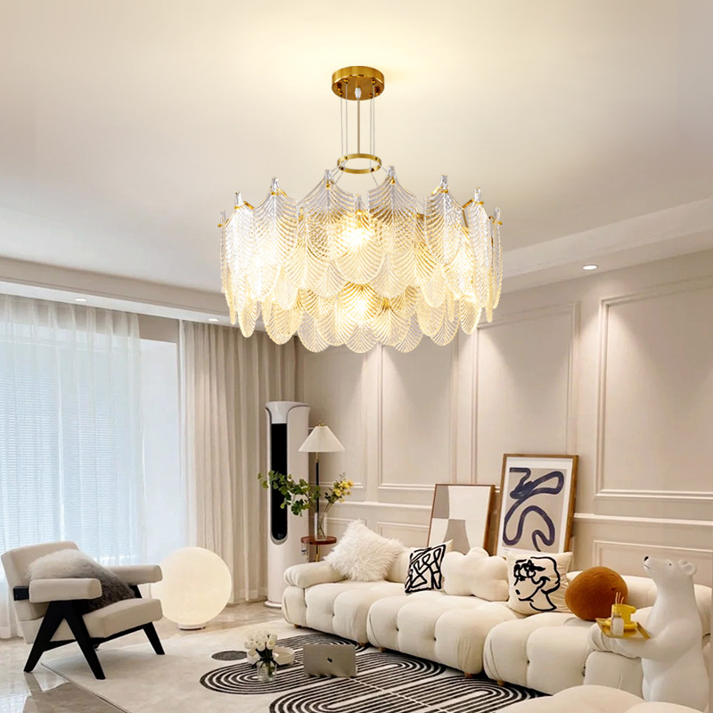 Gran vista jardín lámpara de dormitorio lujosa posmoderna francesa lámpara de lujo luminaria de la sala de estar sala de estar creativa lámpara de cristal comedor 413L