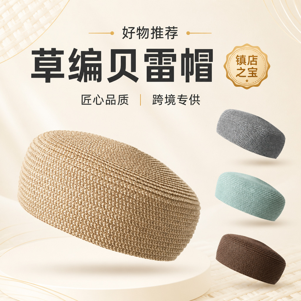 straw comfortable multicoloured breathable beret