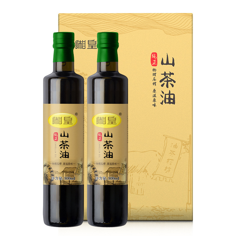 【湘皇】纯山茶油500ml礼盒物理冷榨茶籽油湖南特产茶树油食用油|undefined