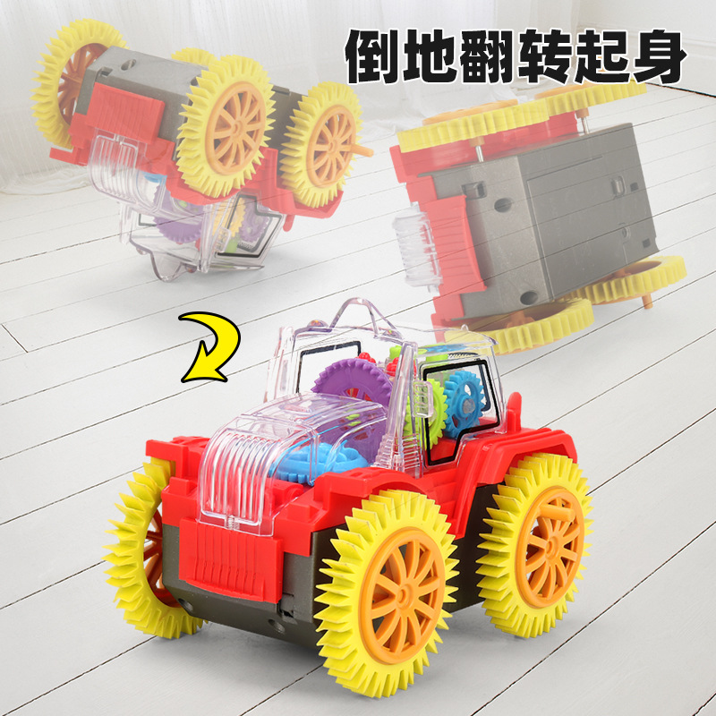 Acrobacias eléctricas para niños camión de descarga de música iluminación universal engranaje rodante coche juguetes para niños al por mayor