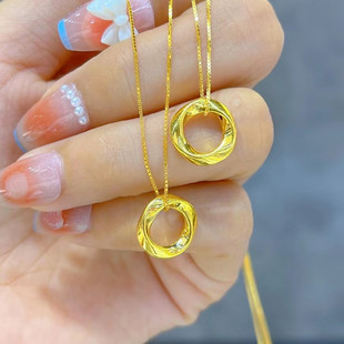 Water Shell Gold Pure Gold 999 Möbius Ring Pendant 3D Hard Gold Interlocking Clavicle Necklace for Girlfriend