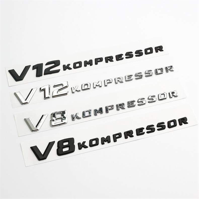 Suitable for Mercedes-Benz V12 BITURBO car emblems, V8 KOMPRESSOR turbocharger emblems, and side fender emblems