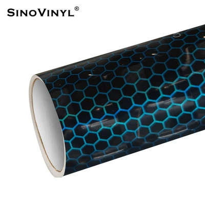 body color changing film: Automotive Film - 15218-m-honeycomb-cat-eye-black-light-blue