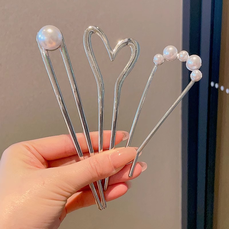 Horquilla de cabello en forma de U de perla de alta calidad horquilla de cabello en la parte posterior de la cabeza femenina horquilla de aleación tocado nuevo peine de horquilla chino