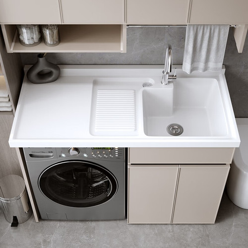 Yida factory direct sales integrated basin with sink and washboard space aluminum balcony washing machine companion cabinet combination