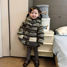 女童羊羔绒保暖棉衣外套2025冬季儿童软糯加厚精灵帽中长款棉袄潮