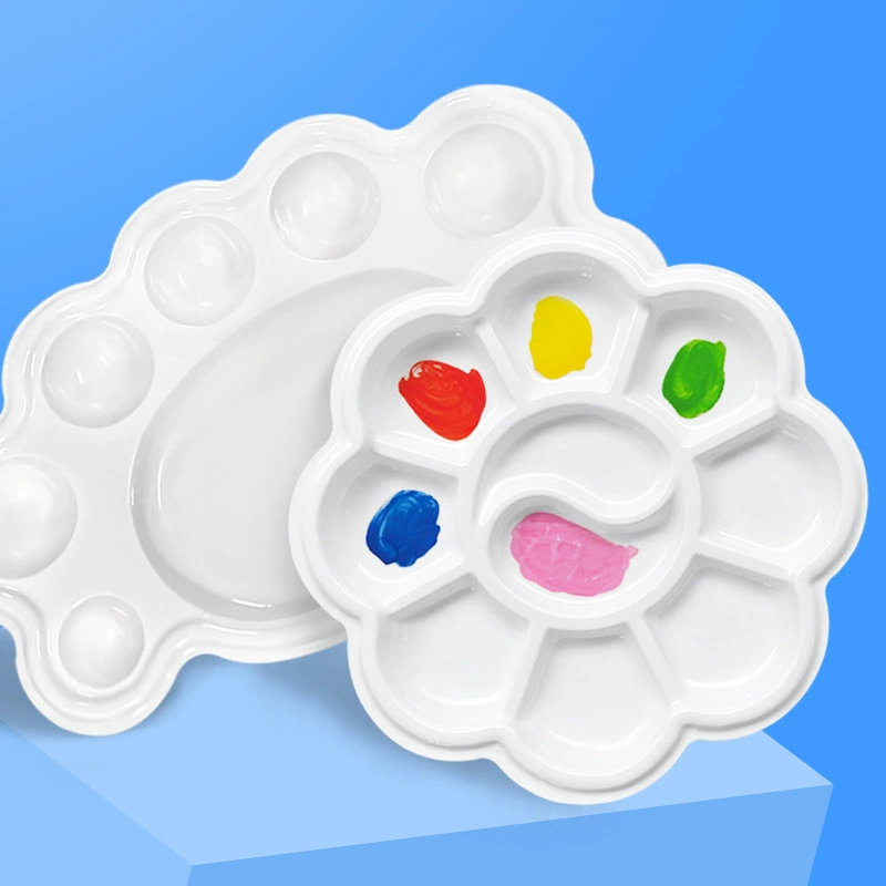 Детская пигментная акварельная пластина для граффити с цветком сливы, гипсовая раскраска для малышей, одноразовая палитра, тарелка для рисования без мытья