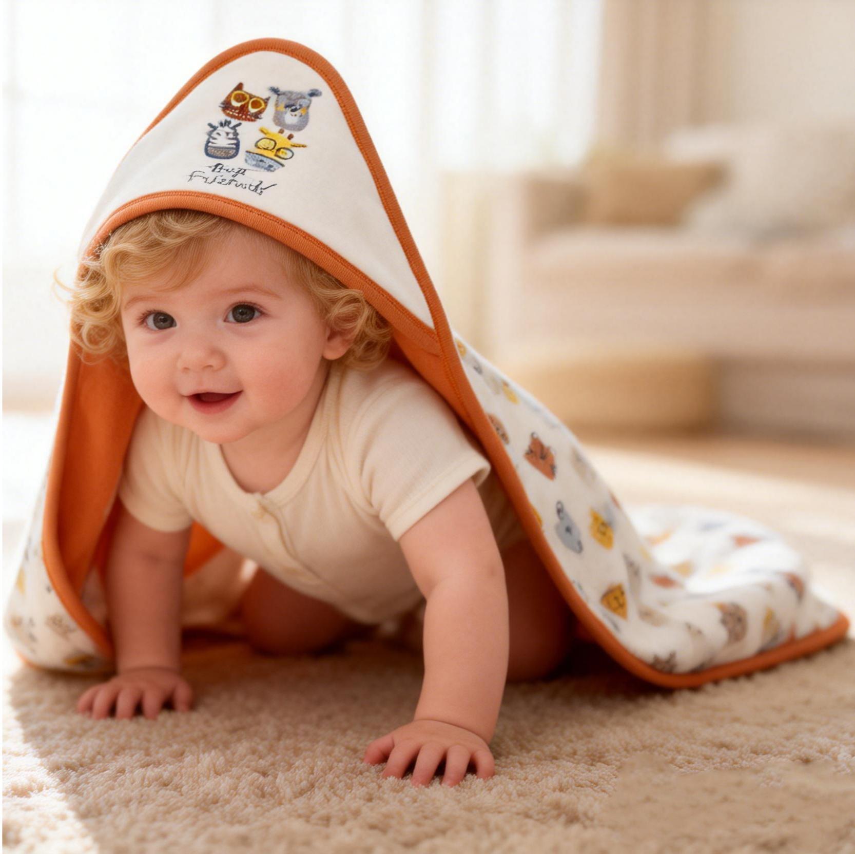 Newborn Pure Cotton Double-Layer Hooded Swaddling Wrap Cross-Border Breathable Four-Season Baby Comfort Bag Single Baby Wrap