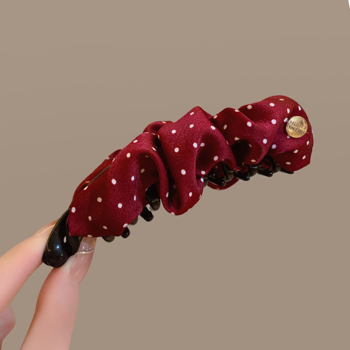 3# red polka dot banana clip about 13cm