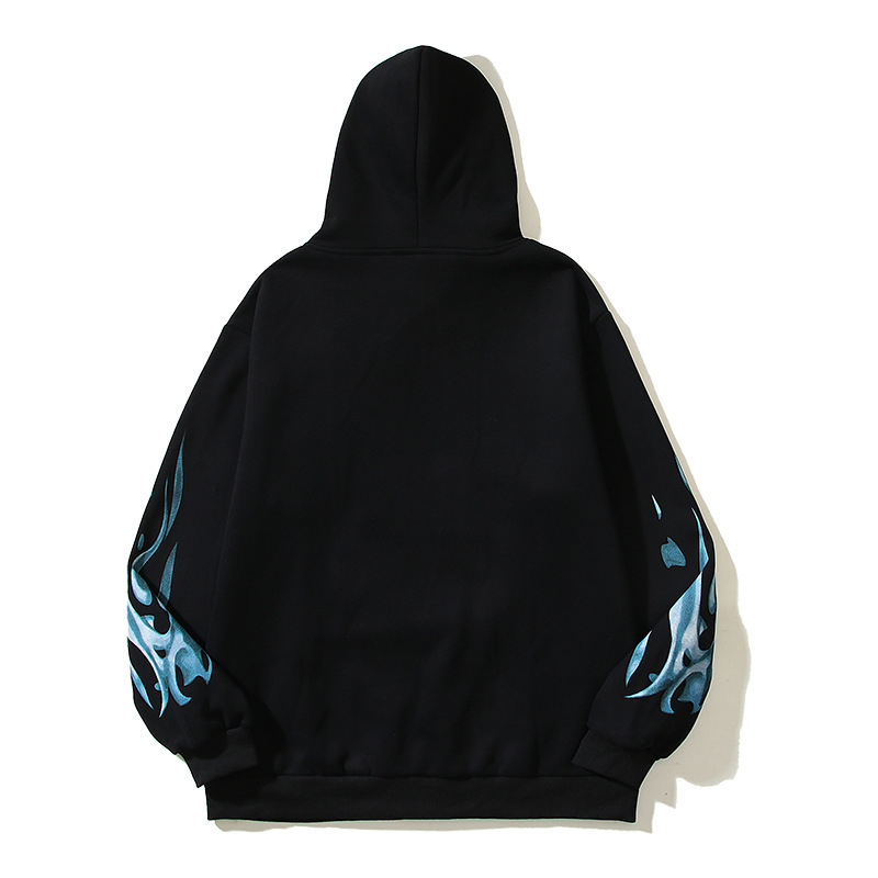 Giacca in puro cotone tt High Street Blue Flame Eagle Kirin Arm Loose Hoodie felpa con cappuccio_voghion.com