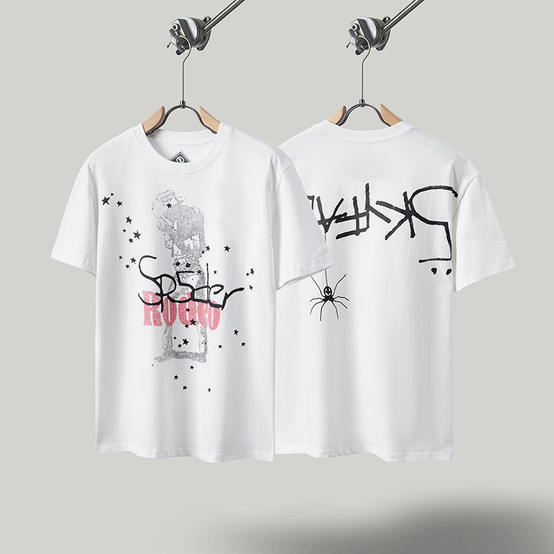 Travis de manga corta M mark Scott pequeño pato amarillo cactus relámpago rap tour TS pareja conjunta camiseta de hip-hop