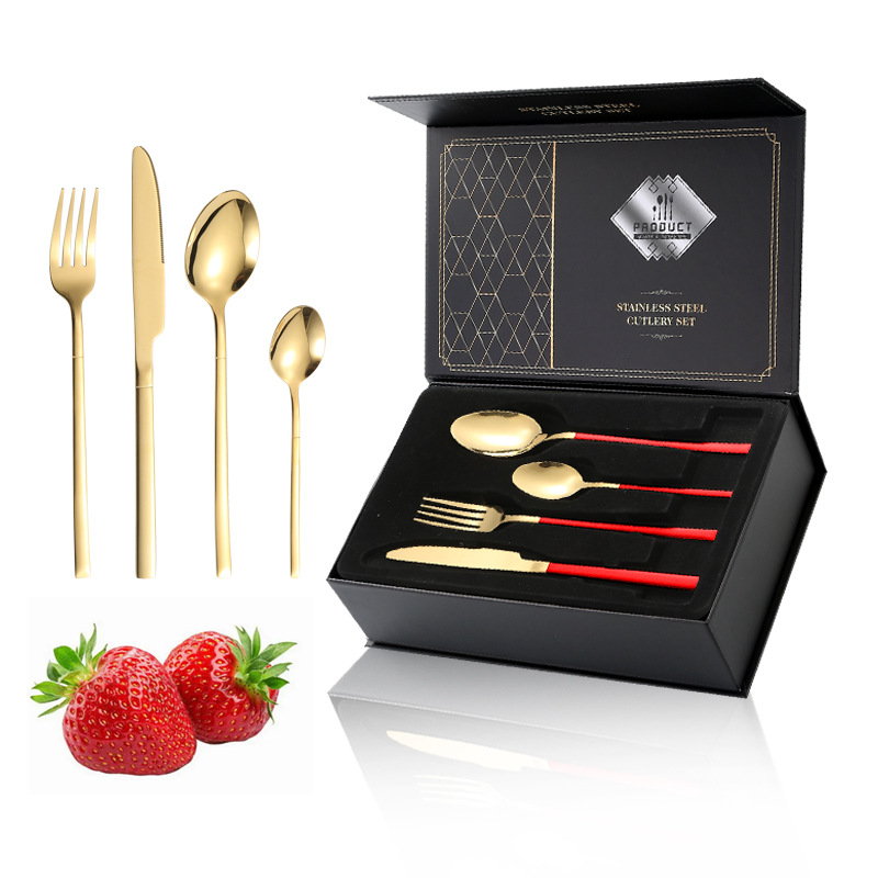Amazon productos transfronterizos vajilla de acero inoxidable juego de 16/24 piezas Caballero 4 piezas principales caja de regalo traje de cuchillo, tenedor y cuchara de comida occidental
