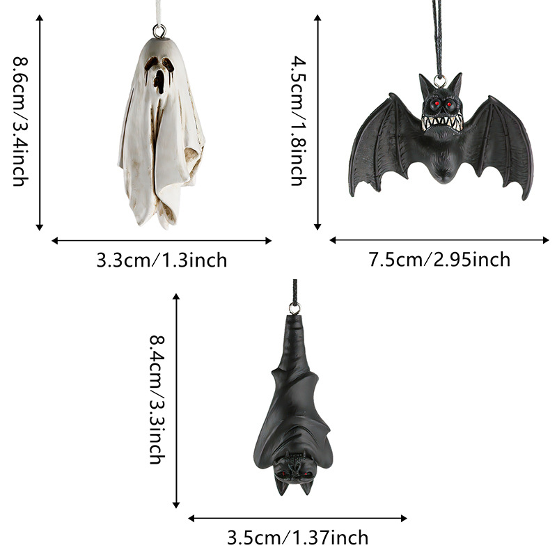 New Halloween Outdoor Decoration White Clothes Ghost Bat Hanging Pieces Courtyard Atmosphere Decoration Pendant Decorations