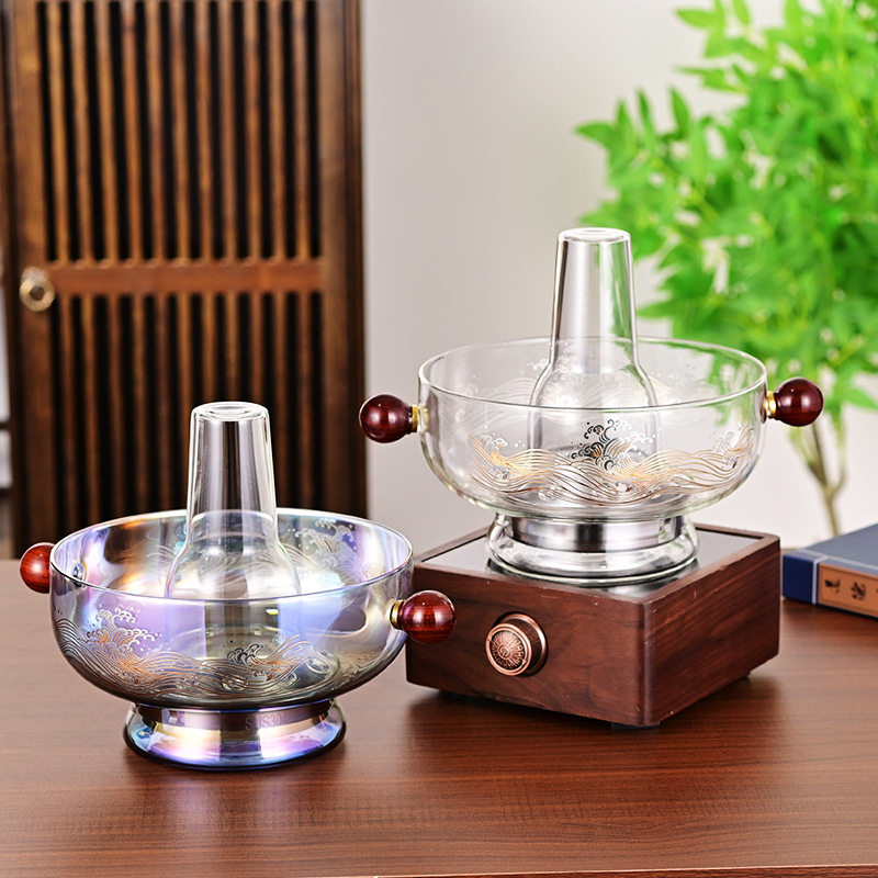 High borosilicate glass old Beijing hot pot family heat-resistant glass soup pot around the stove binaural couple single and double small hot pot