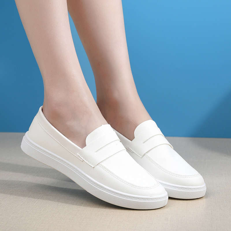 Spring and summer nurse shoes women's soft bottom not tired feet white medical shoes non-slip flat shoes one-step small white shoes