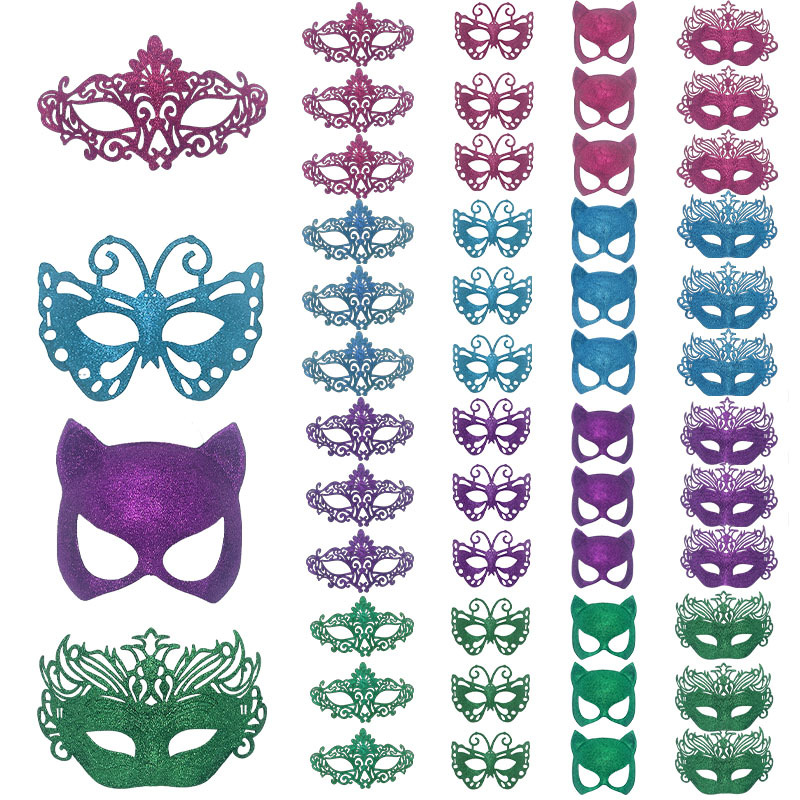 2025 Amazon nuevo carnaval europeo y americano polvo agujero conjunto de máscaras combinadas máscaras de baile de maquillaje