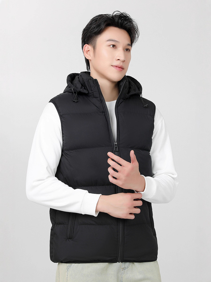 Hombres otoño invierno casual moda versátil chaleco grueso sombrero desmontable chaleco de algodón con sombrero