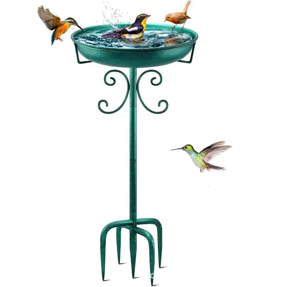 American Style Vintage Iron Decoration Bird Feeding Water Bath Basin Garden Decoration Vertical Garden Bird Bath Feeding Bowl