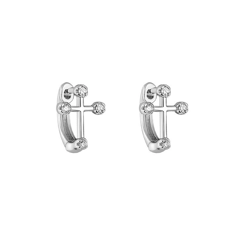 Universal earrings with zircon, simple and elegant design, internet celebrity