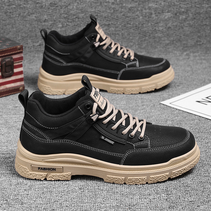 Zapatos de hombre 2024 otoño nuevo estilo herramientas estilo botas Martin deportes de ocio trabajo impermeable suela gruesa resistente al desgaste alta más terciopelo