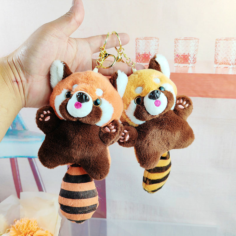 Genuine Red Panda Keychain Raccoon Plush Toy Doll Doll Bag Pendant Chengdu Base Same
