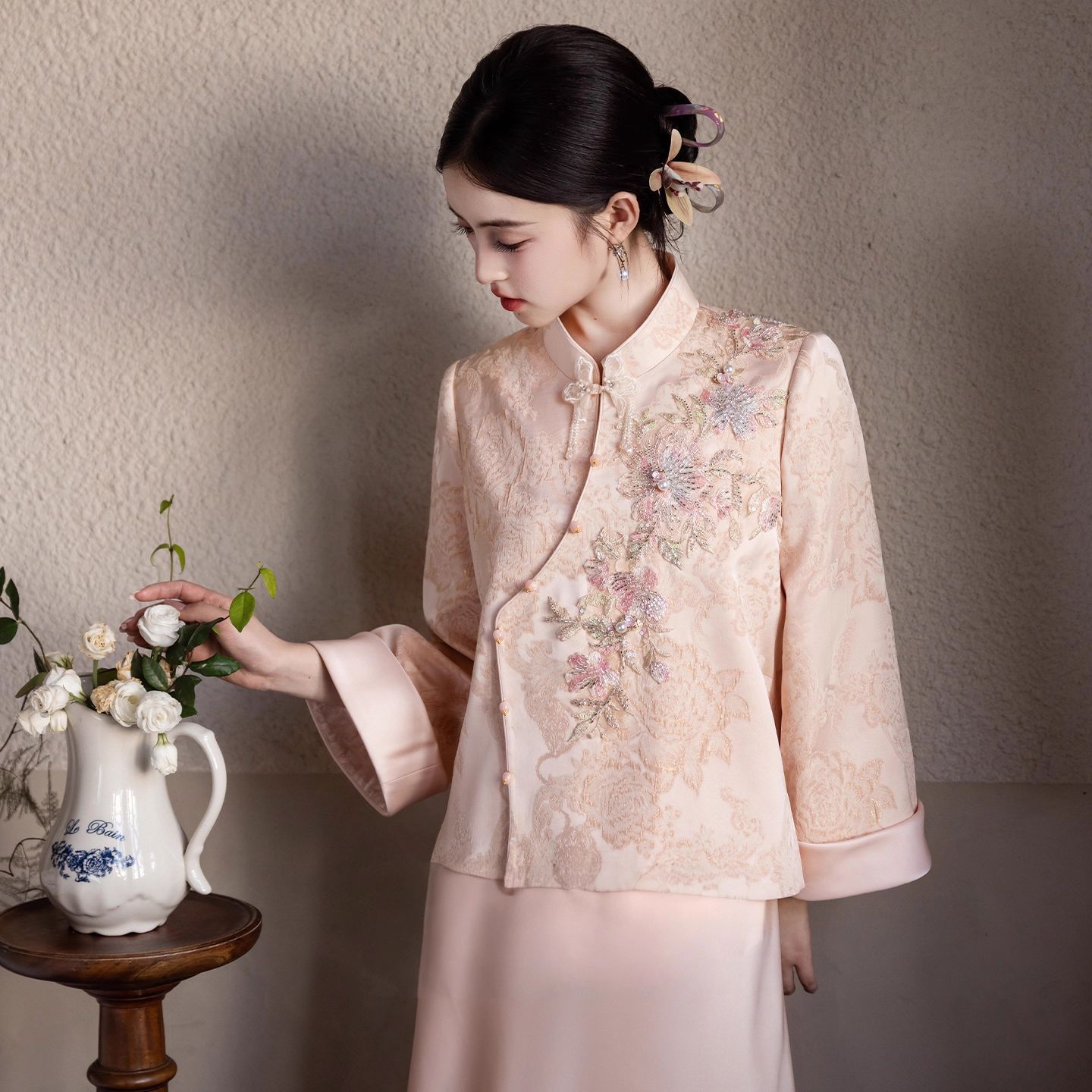 New Chinese-Style Engagement Dress 2026 New Model Chinese-Style Qipao Toast Dress Bridal Morning Gown Niche High-End Set