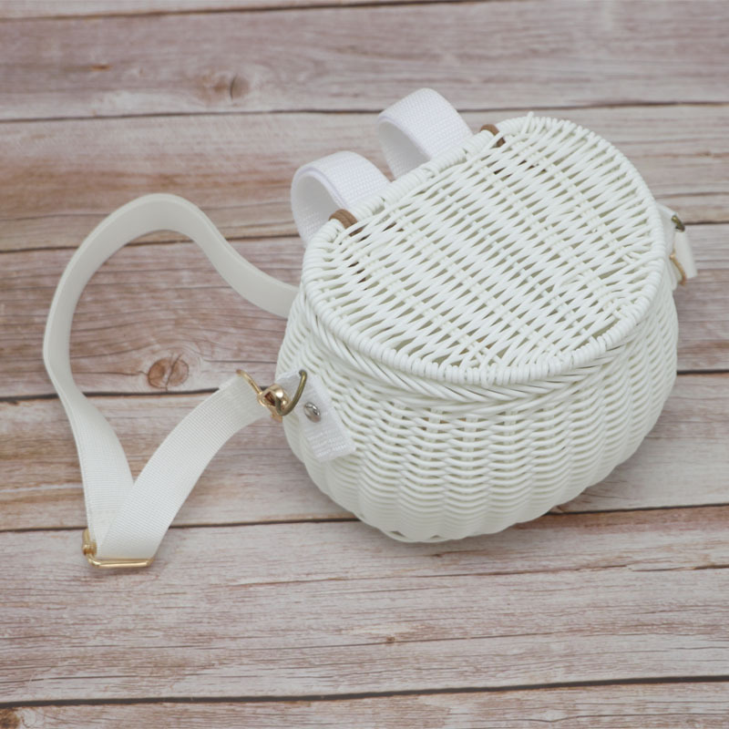 Cesta de ratán pequeña estilo INS, cesta de bicicleta para niños, bolso bandolera de un solo hombro, cesta de juguetes tejida, cesta de almacenamiento