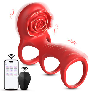 Rose lock ring wireless remote control male penis delay ring masturbation massager USB charging sex toys
