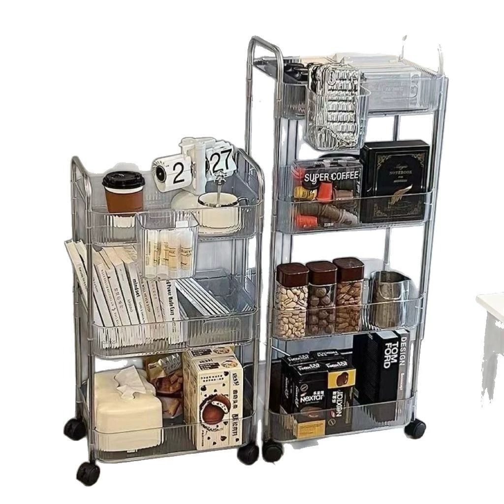 Acrylic cart for bed for bedroom, multilayer storage system