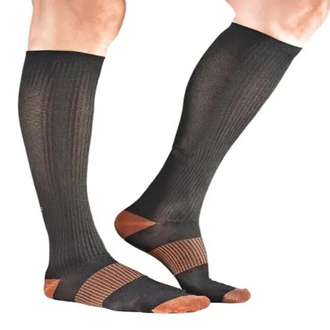 Antibacterial Deodorant Knee Copper Compression Stockings, Men's Long Copper Infused Compression Stockings