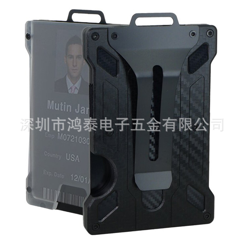 Amazon nuevo titular de la tarjeta de aleación de aluminio transparente insignia RFID metal billetera titular de la tarjeta de trabajo con la posición de la insignia