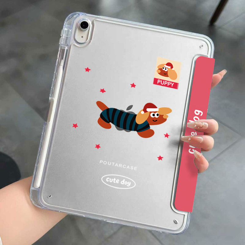 Striped Dachshund Dog iPad Pro 11inch A16 Protective Case 10/9/8 Generation Mini7 Tablet Air6 Protective Case 5