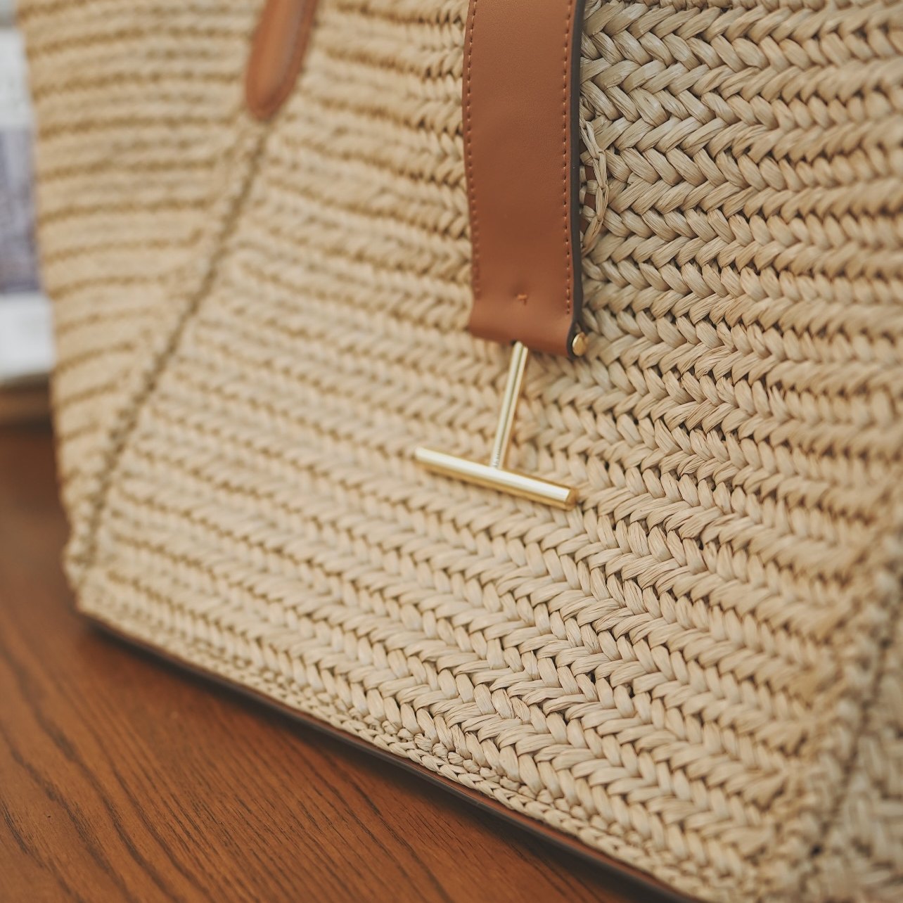 Zhu Zhu Style Straw Woven Bag For Women, Large Capacity Vacation Beach Straw Bucket Bag, Woven Market Basket Tote Bag - Thumbnail 2