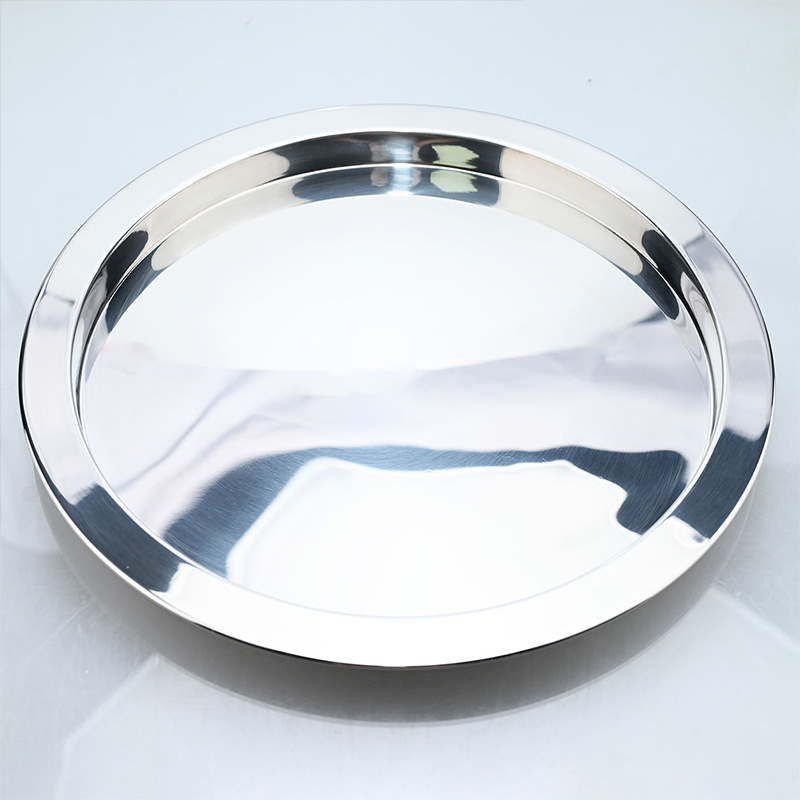 Bandeja de acero inoxidable Hotel Bar Cafe bandeja redonda cafetería del hotel bandeja de frutas