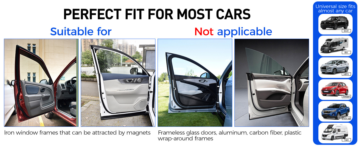 Cross-Border Single-Layer Sun Protection Retractable Magnetic Car Curtain Magnet Car Sunshade Water Drop Car Sunshade Side Shield