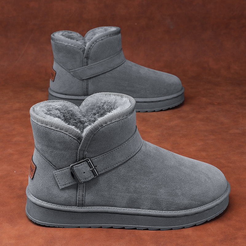 눈 부츠 남자의 가을과 겨울 2024 새로운 미끄럼 방지 방수 모피 1 면 부츠 야외 기모 따뜻한 차가운 눈