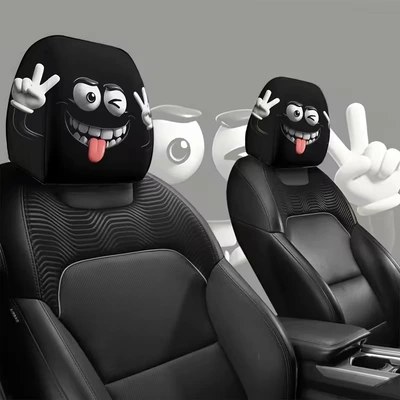 customizable with logos, available for dropshipping; we: Universal seat cover - cartoon-funny-expressions-double-sided-printing-2-pack