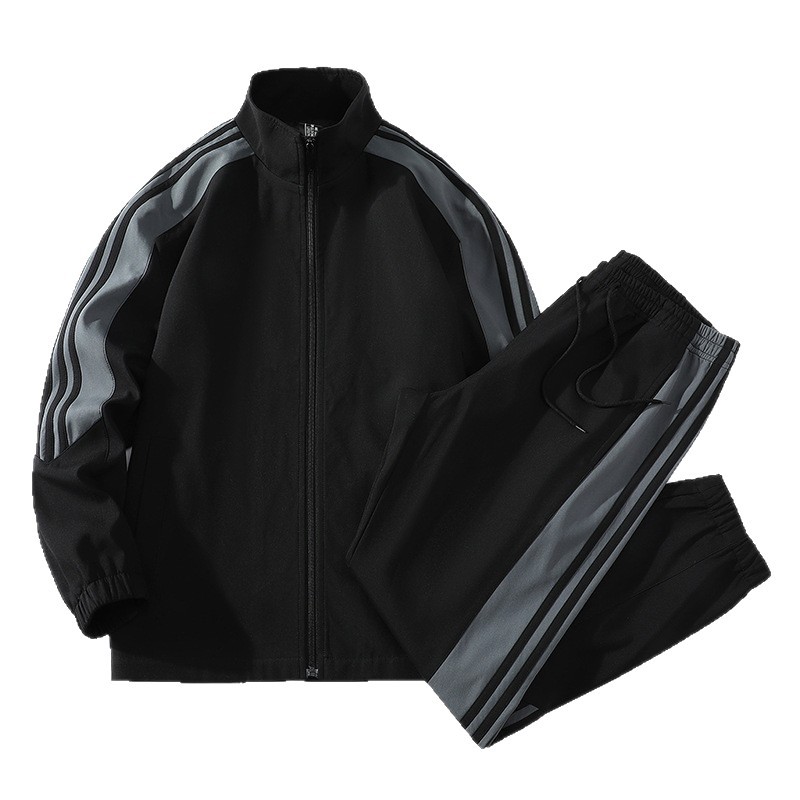 Trajes deportivos transfronterizos de tres barras, chaqueta de cuello vertical de moda para hombres, trajes casuales de primavera y otoño para hombres, tamaño grande