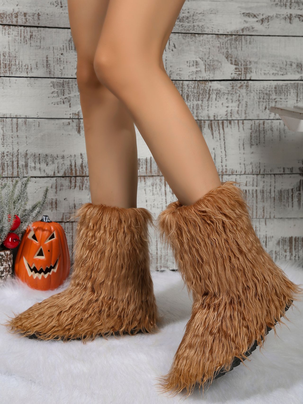 Damesko 2024 varme snøstøvler dame vinter 43 stor størrelse pluss fløyelsstøvler med tykk bunn og plysj mellomlange rør_voghion.com