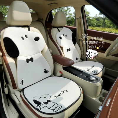 Seat cushion, seat cover seasons, cute cartoon internet-famous seat - 1-white-snoopy-backrest