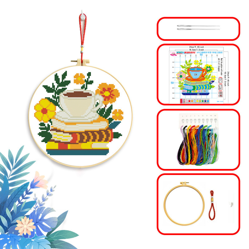 Decoración de estudio paquete de materiales de bordado cruzado para aprender todo el camino acompañado DIY hecho a mano en casa al por mayor image 8