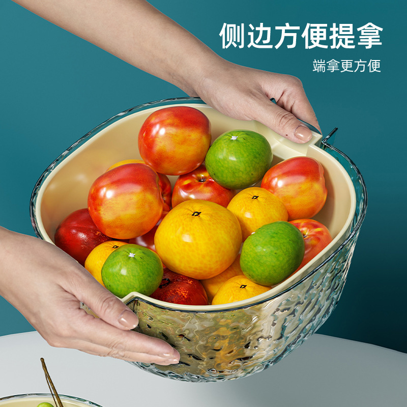 キッチン用二層排水バスケット、家庭用果物・野菜洗い用品、野菜バスケット、氷河模様の野菜洗いバスケット、野菜洗い桶|undefined