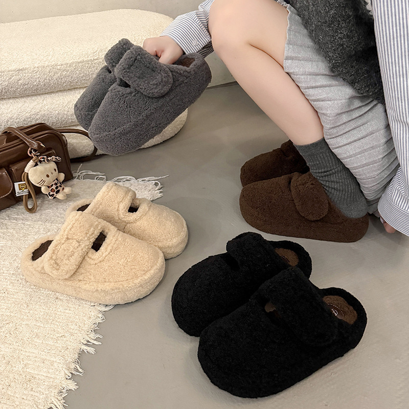 厚底勃肯鞋女毛毛鞋2025秋季秋冬新款加绒女鞋子日系复古包头半拖|undefined