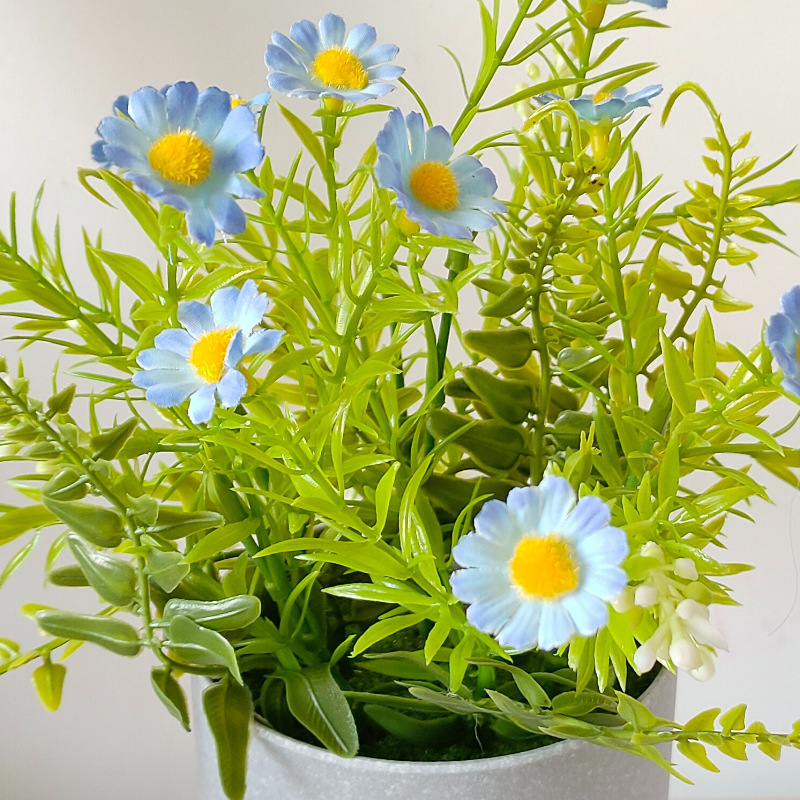 Simulación de flores en maceta pequeña margarita bonsai pequeño fresco pequeño conjunto de plantas en maceta falsas plantas de imitación al por mayor image 4