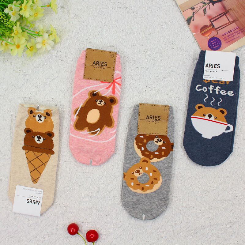 Awa119 South Korea Dongdaemun Spring and Summer New Cute Donut Ice Cream Bear Korean Style Women's Socks Awa119 South Korea Dongdaemun Spring and Summer New Cute Donut Ice Cream Bear Korean Style Women's Socks