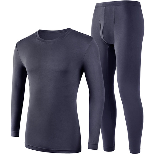 Autumn and winter double-sided Lenzing Modal seamless thermal underwear men's suit home wear round neck men's autumn clothes and long trousers