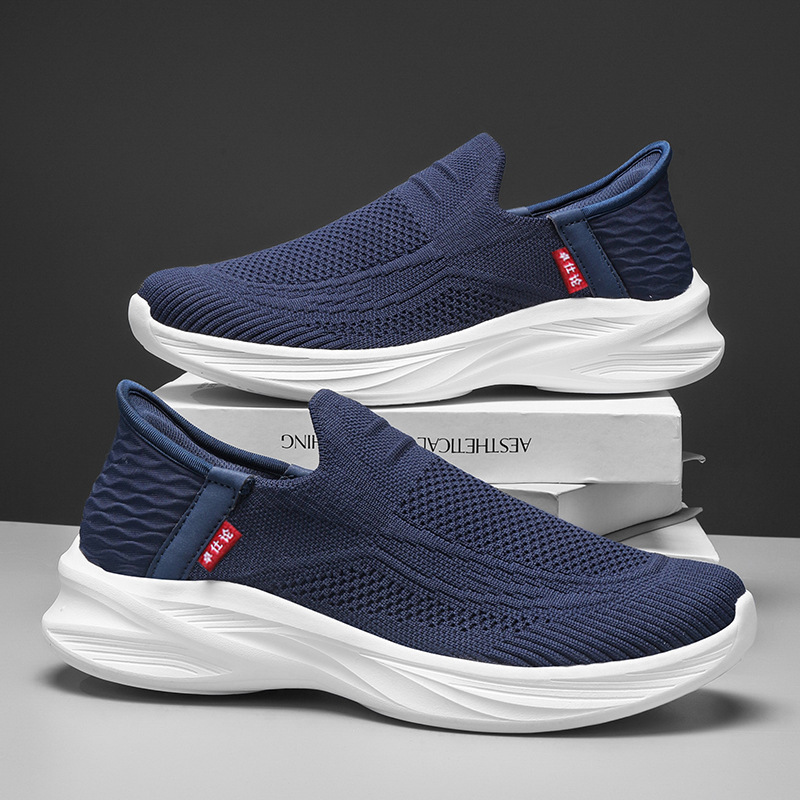 Summer Men's Shoes, Slip-On, Comfortable Casual Sports Shoes, Mesh Breathable Soft-Soled Dad Shoes, Walking Shoes