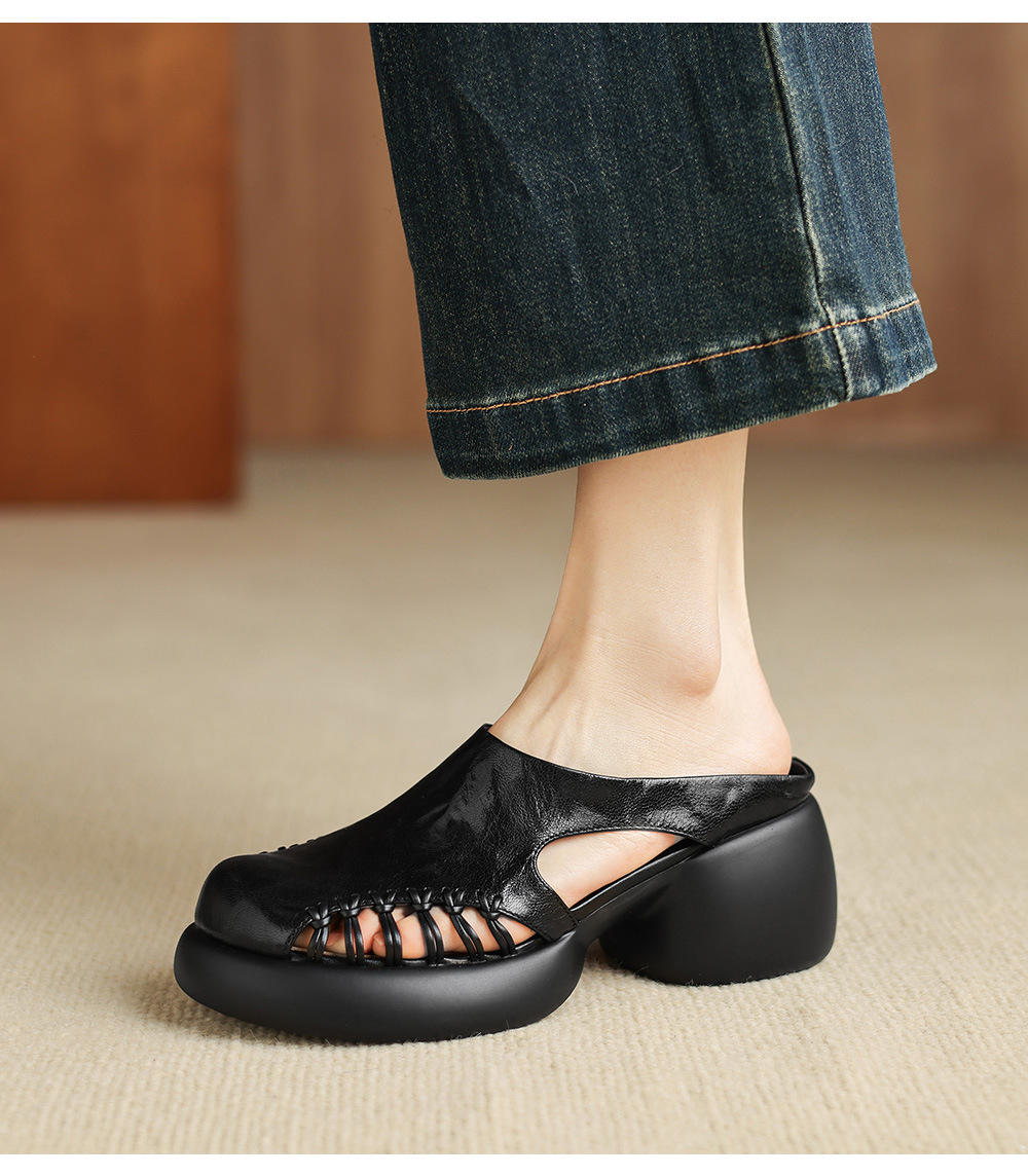 Sandal cao gót nữ mũi trùm đế dày gót 6 cm — đen chi tiết 10