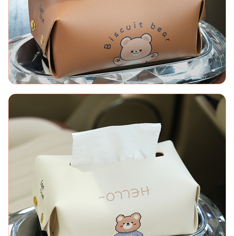 Creative Cute Car Tissue Box Leather Seat Hanging Multifunctional Paper Box Cartoon Car Interior Supplies