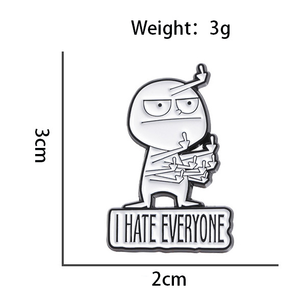 Insignia de dedo medio divertido, accesorios de insignia de villano, diseño creativo, frases en inglés, ropa de dibujos animados, broche, venta al por mayor transfronteriza